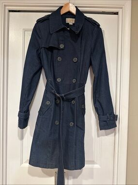 MICHAEL Michael Kors Navy Double-Breasted Trench Coat NWOT